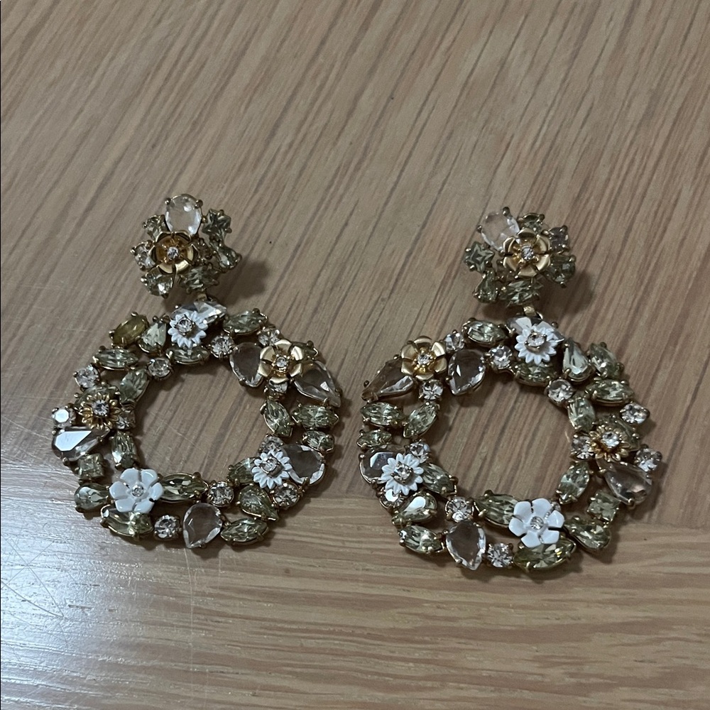 J. Crew Floral Gold and White Earrings - Picture 2 of 4